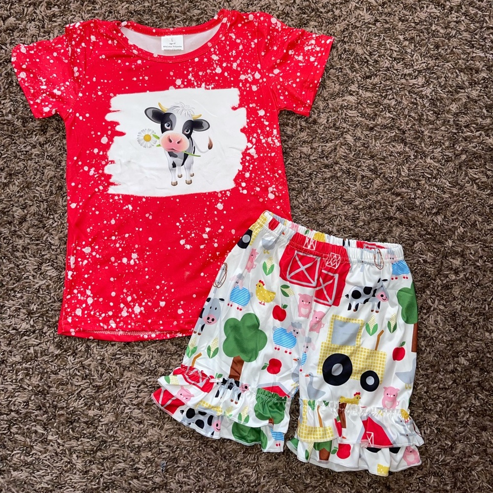 Lille Girls Size 3T Cow 2PC Outfit